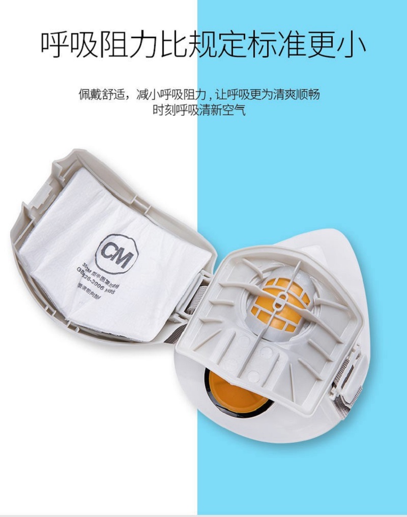 朝美301硅膠防塵半面罩KN95配套濾棉圖片3