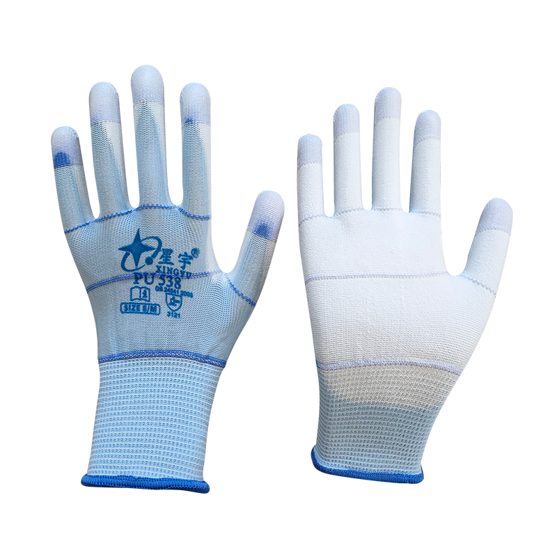 星宇PU538尼龍彩指加固PU勞保手套圖片2