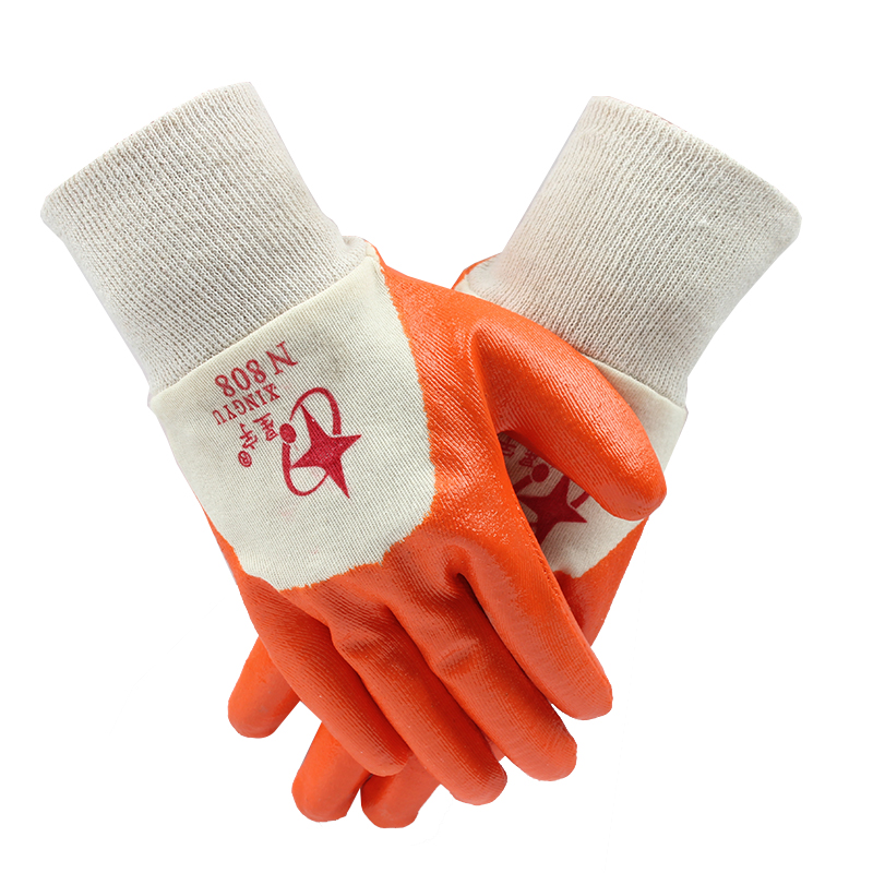 星宇N808針織棉布丁腈半浸勞保手套圖片2 星宇N808針織棉布丁腈半浸勞保手套圖片2