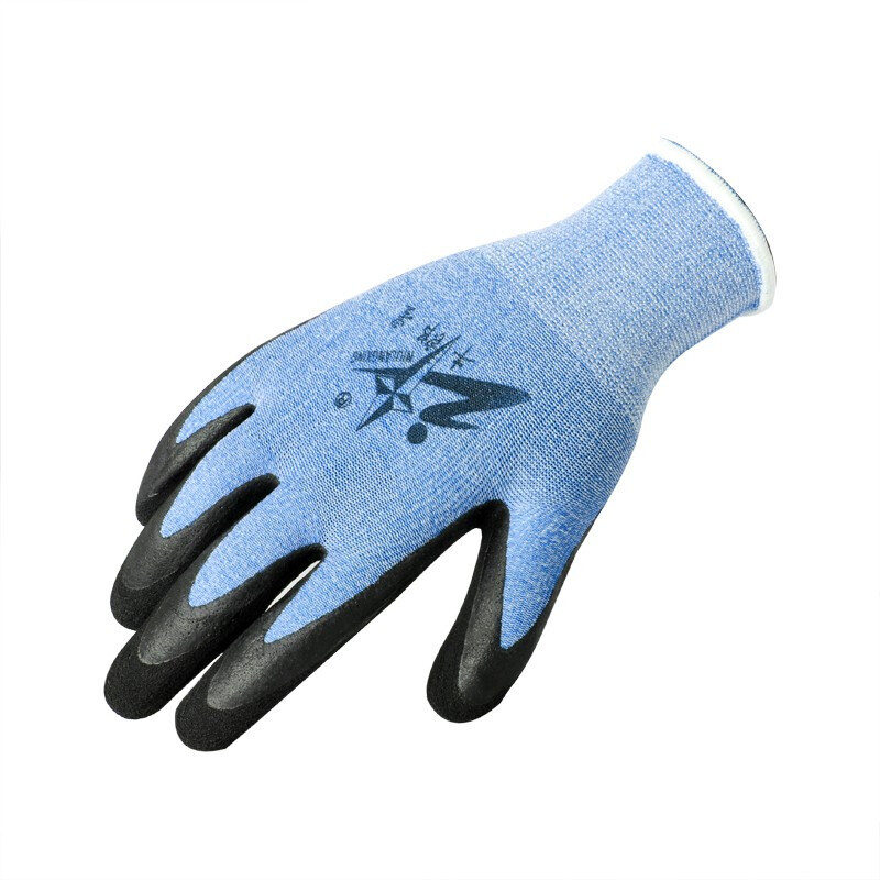 牛郎星彈力星藍黑發泡勞保手套圖片2