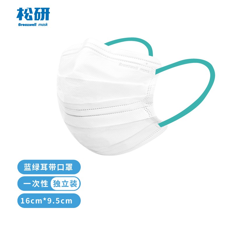 松研B29-1彩色耳繩平面一次性口罩圖片1 松研B29-1彩色耳繩平面一次性口罩圖片1