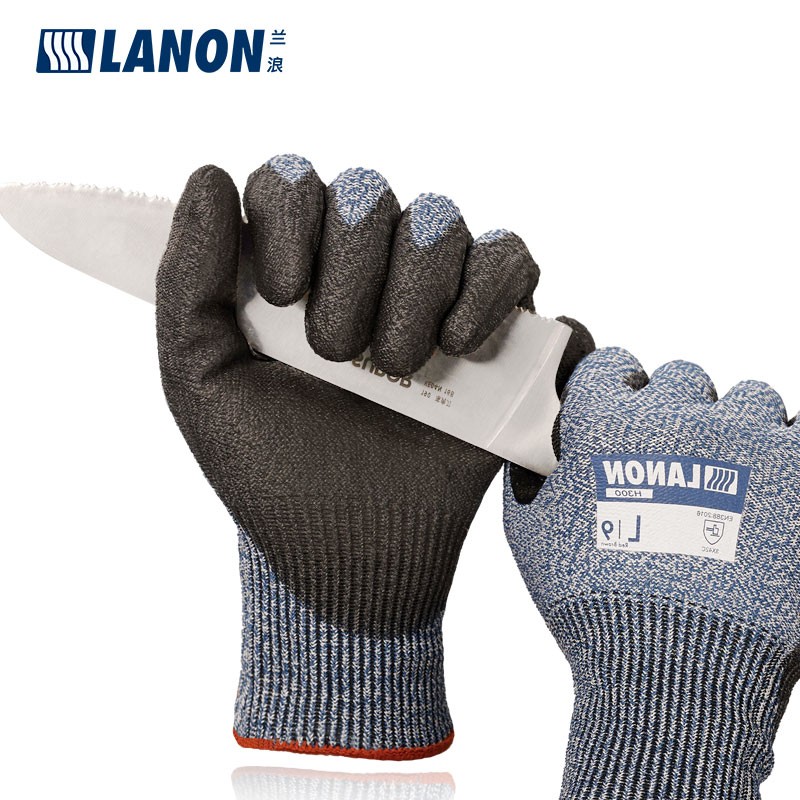LANON蘭浪H300PU涂掌耐磨5級防割手套圖片1 LANON蘭浪H300PU涂掌耐磨5級防割手套圖片1