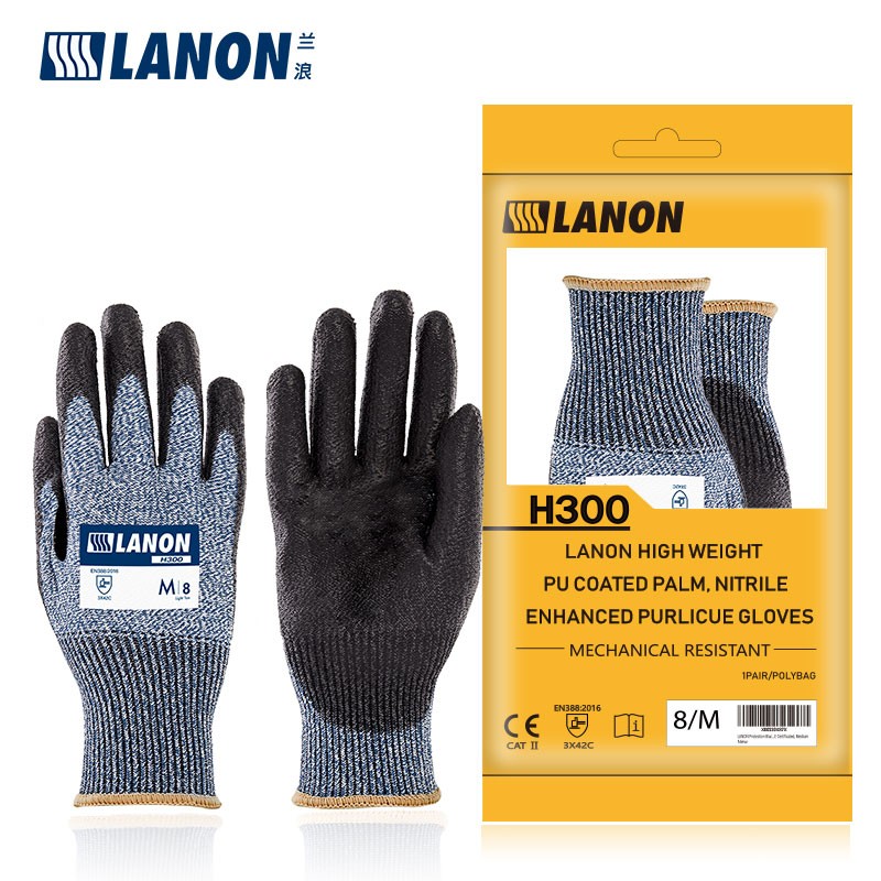 LANON蘭浪H300PU涂掌耐磨5級防割手套圖片4 LANON蘭浪H300PU涂掌耐磨5級防割手套圖片4