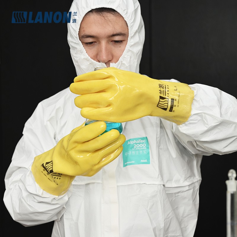 LANON蘭浪46-26P-1耐酸堿PVC防化手套圖片2