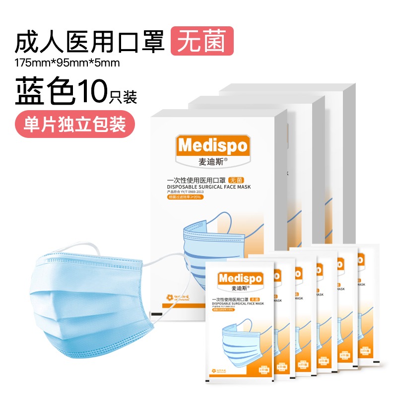 麥迪斯成人無(wú)菌款一次性醫(yī)用口罩圖片1
