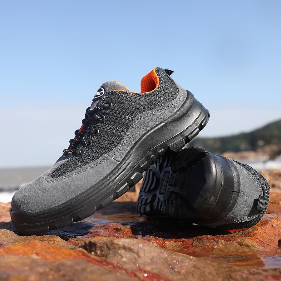 羿科60725107鋼頭防靜電灰色低幫安全鞋圖片4