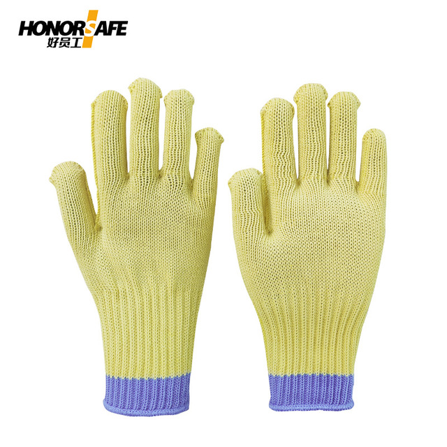 好員工F018黃藍長款五級防割手套圖片2