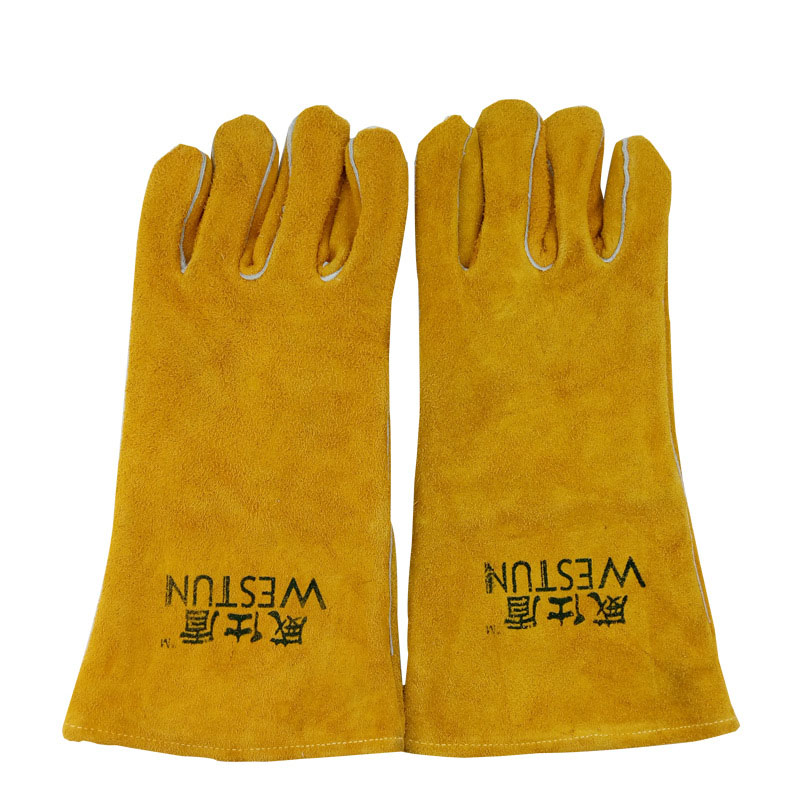 威仕盾G-0393金黃色牛二層皮電焊手套圖片3
