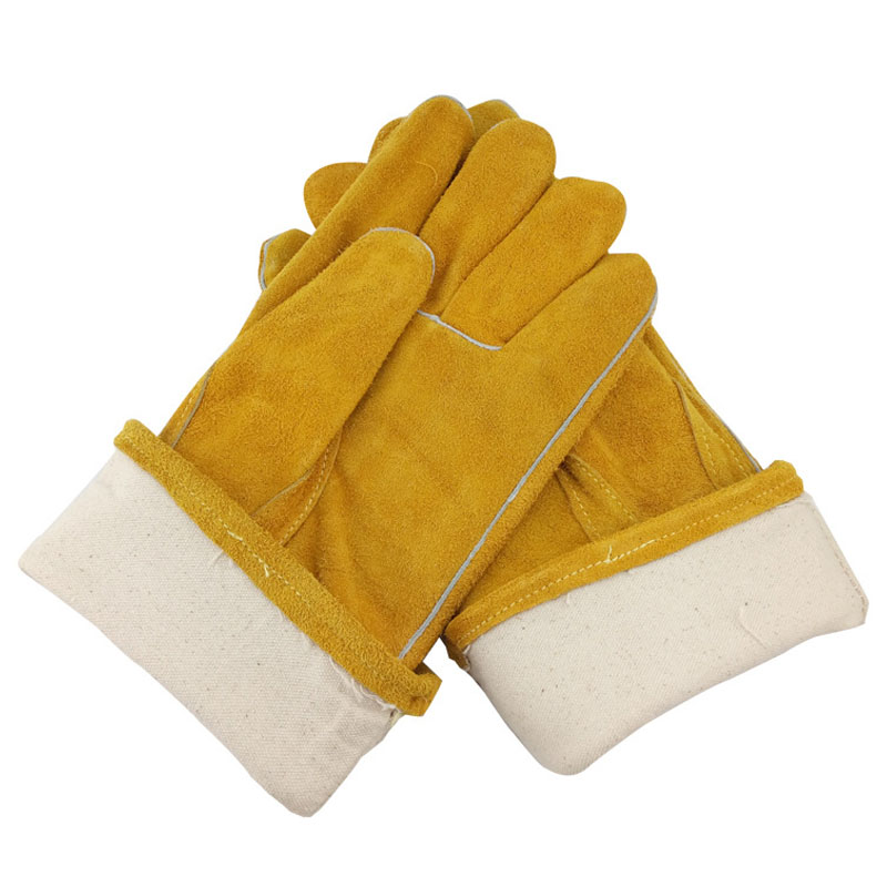 威仕盾G-0393金黃色牛二層皮電焊手套圖片4