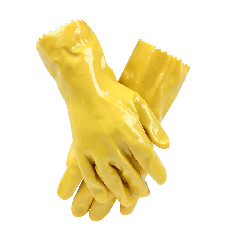 千禧龍028黃棉毛浸塑PVC手套圖片2