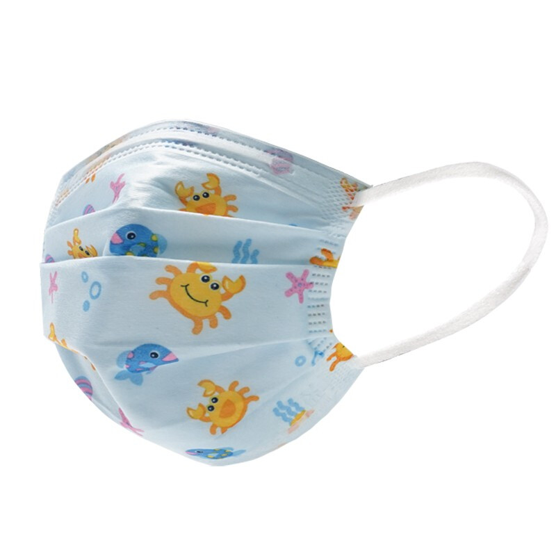 霍盛HMS-DM-07舒適平面口罩超小號5片袋裝(小螃蟹印花款)圖片2