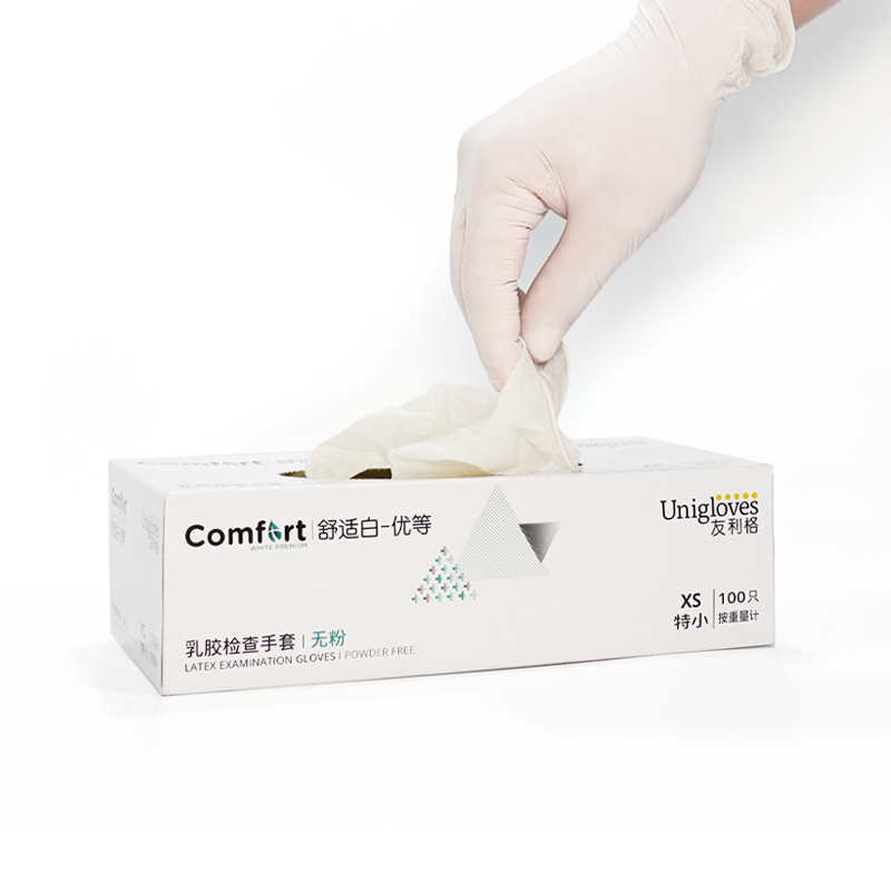 友利格舒適COMFORT C05XTDW一次性無(wú)粉優(yōu)等乳膠檢查手套圖片2