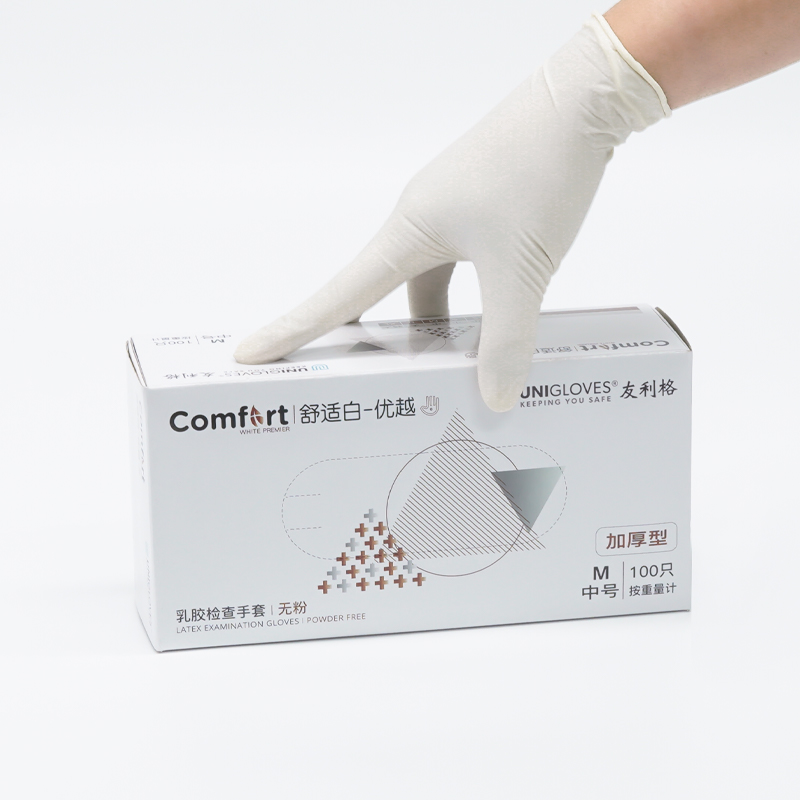 友利格舒適COMFORT U0100一次性無粉優等加厚乳膠檢查手套圖片2