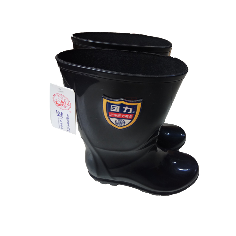 回力863黑色女款耐油PVC中筒雨靴圖片1