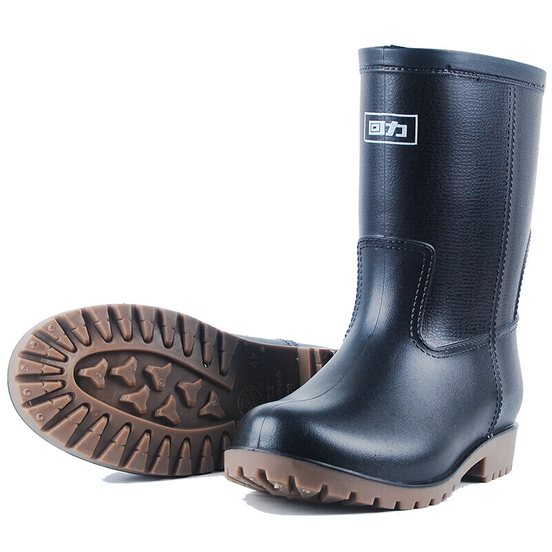 回力8128黑色耐油防滑中簡雨靴圖片3