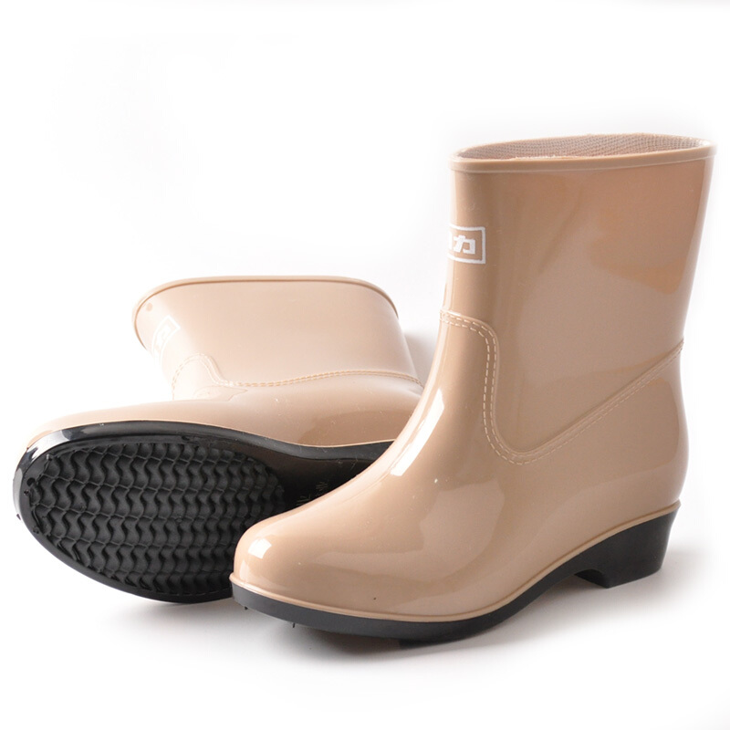 回力523卡其色PVC耐油雨靴圖片1