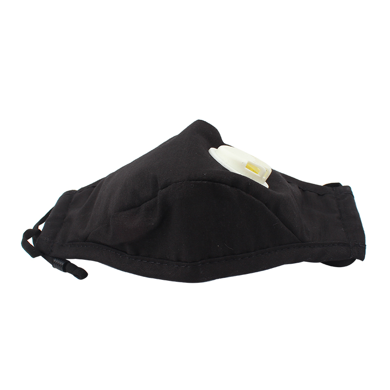 藍星黑色耳戴式帶閥成人棉布口罩圖片2 藍星黑色耳戴式帶閥成人棉布口罩圖片2