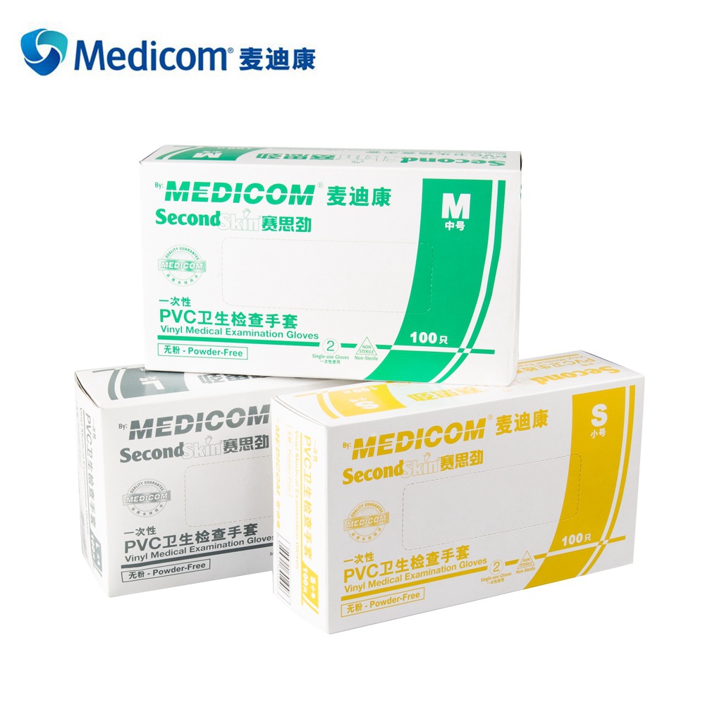 麥迪康1209C透明無粉一次性PVC手套M圖片1
