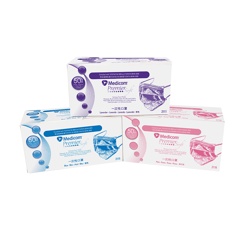 麥迪康2116M平面粉色一次性口罩圖片2