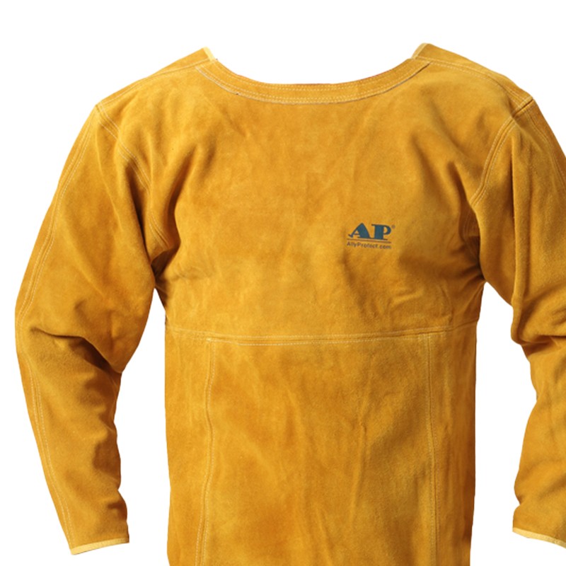 友盟AP-6200金黃色芯皮長袖圍裙式焊工服圖片1 友盟AP-6200金黃色芯皮長袖圍裙式焊工服圖片1