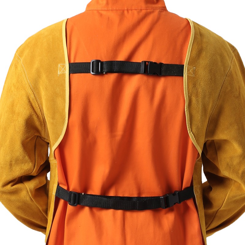 友盟AP-6200金黃色芯皮長袖圍裙式焊工服圖片4 友盟AP-6200金黃色芯皮長袖圍裙式焊工服圖片4