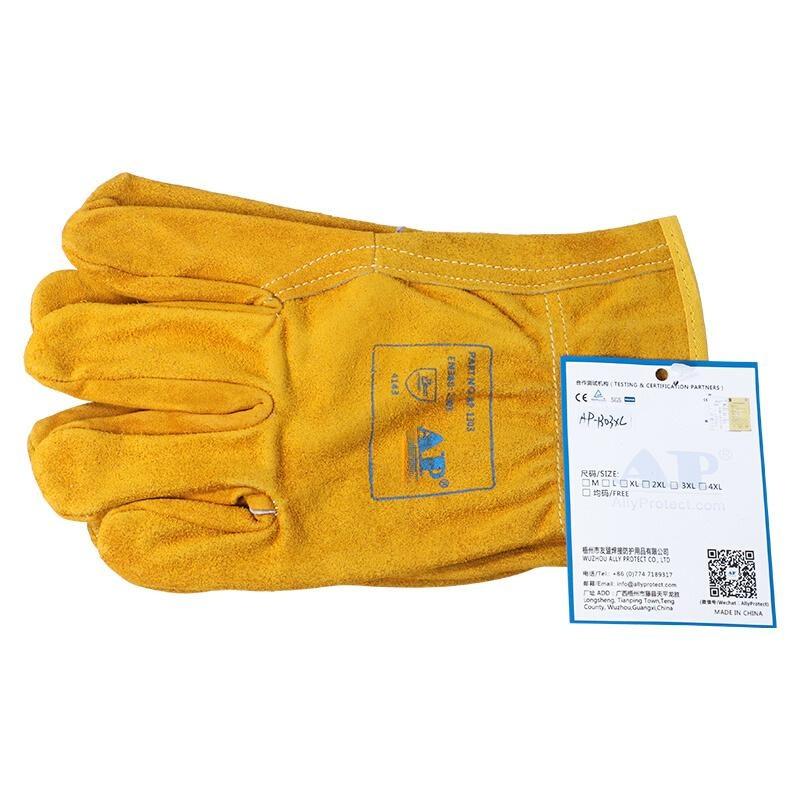 友盟AP-1303耐磨抗油牛二層皮勞保手套圖片3