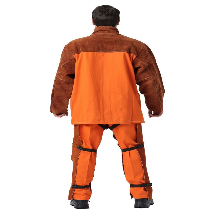 友盟AP-3080咖啡色牛二層皮阻燃焊工服圖片2
