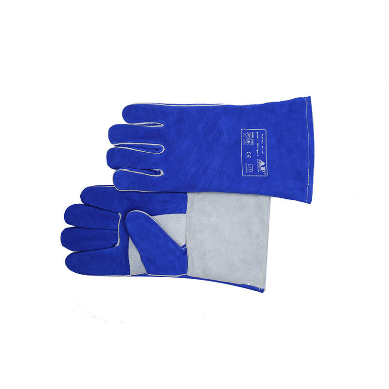 友盟AP-2601彩藍色牛二層皮電焊手套圖片2