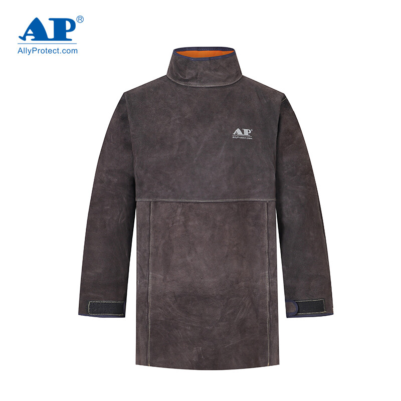 友盟AP-8002炭咖色皮護胸帶領長袖圍裙圖片2