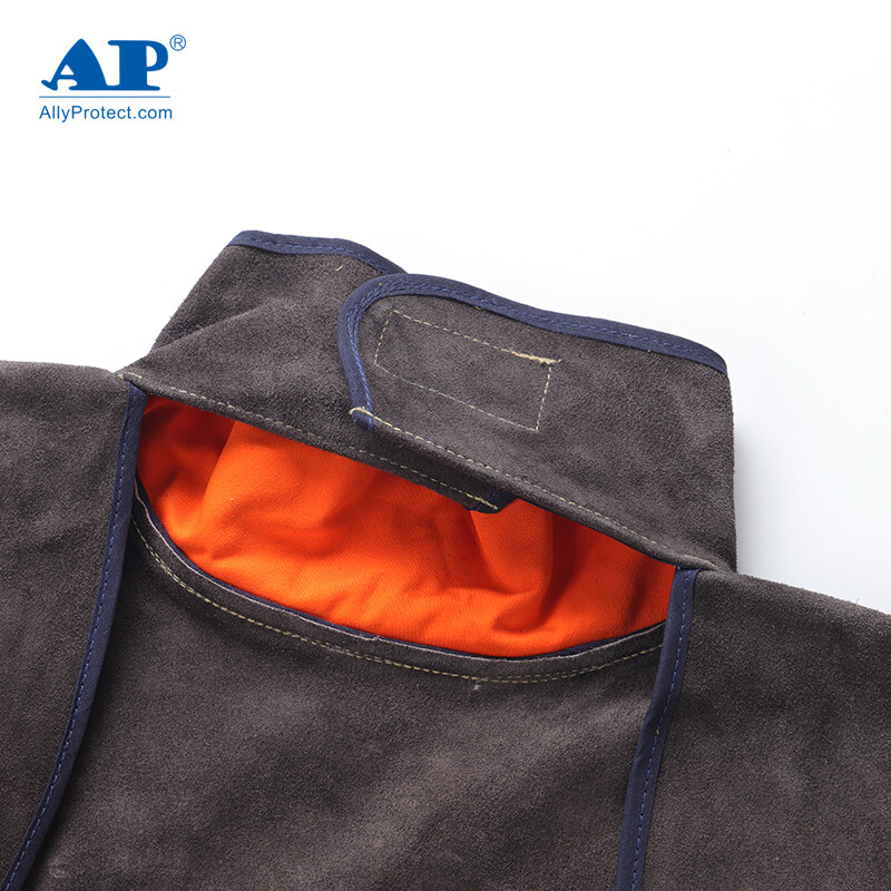 友盟AP-8002炭咖色皮護胸帶領長袖圍裙圖片3