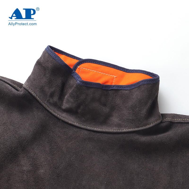 友盟AP-8002炭咖色皮護胸帶領長袖圍裙圖片4