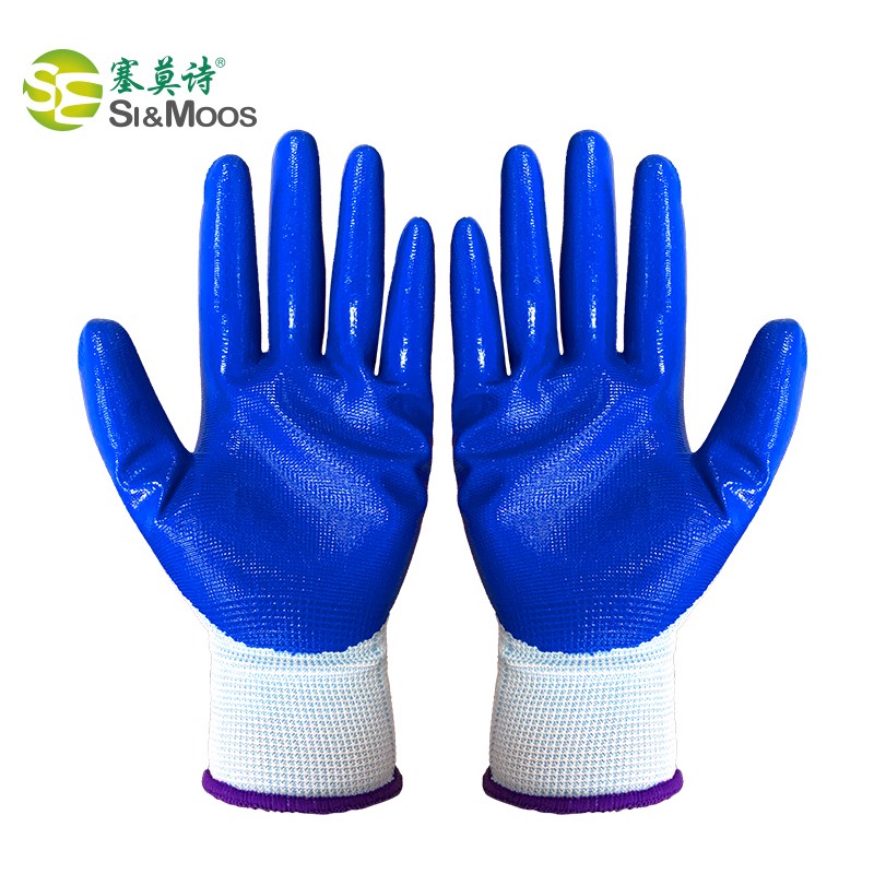 塞莫詩CG904BW藍色浸膠丁腈手套圖片1