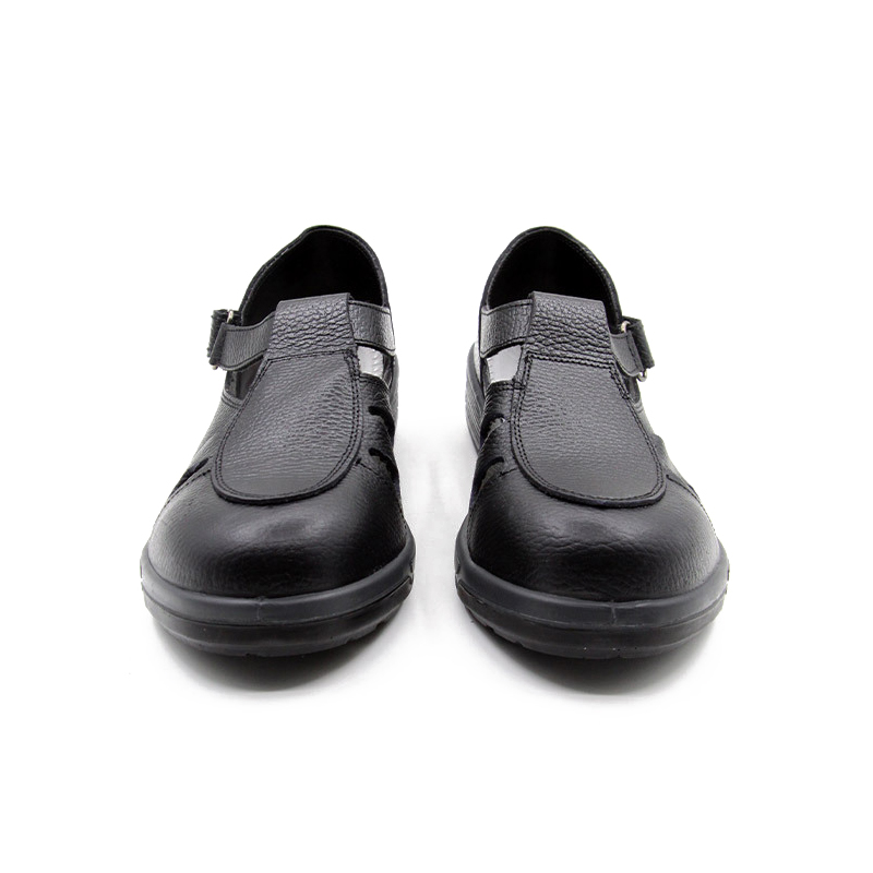 希滿YS-715黑色壓花牛皮透氣防砸安全涼鞋圖片1