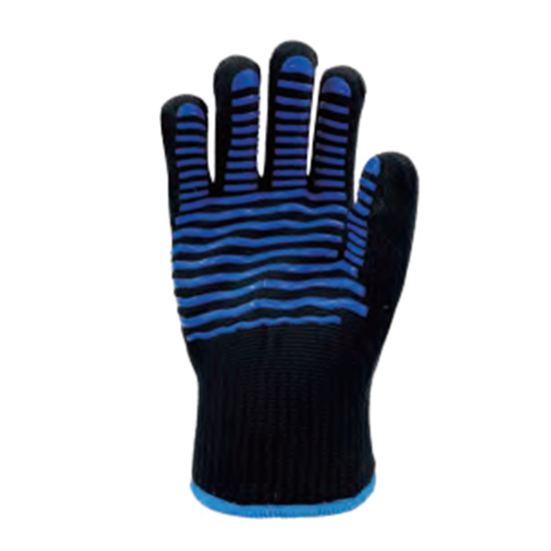 思衛(wèi)爾6100黑色10針?lè)季]雙面藍(lán)硅膠條紋防燙耐高溫手套圖片1