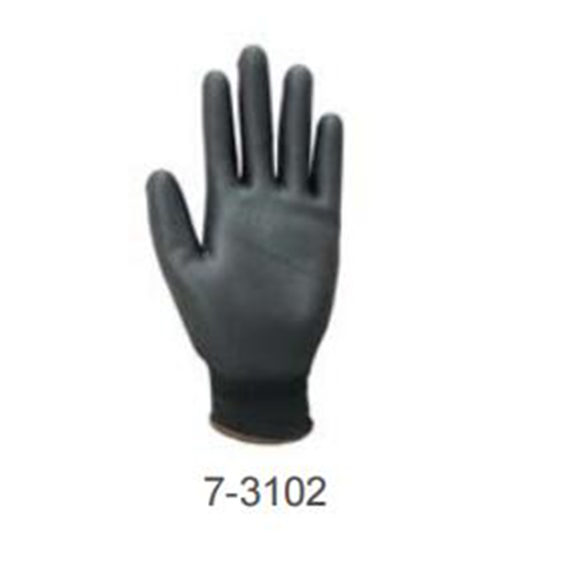 雷克蘭7-3102黑色PU涂層勞保手套