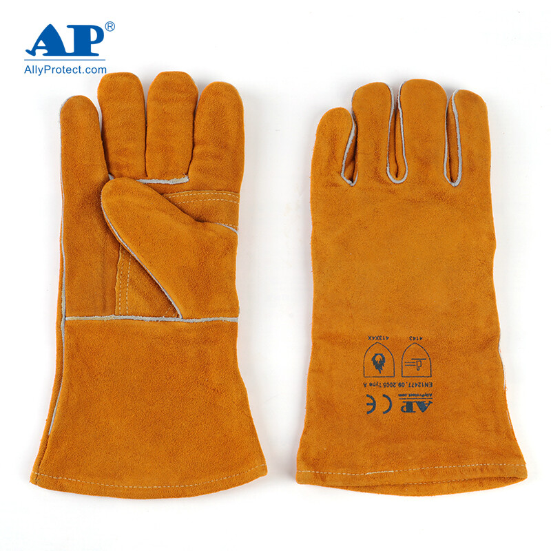 友盟AP-0909金黃色牛二層皮電焊手套