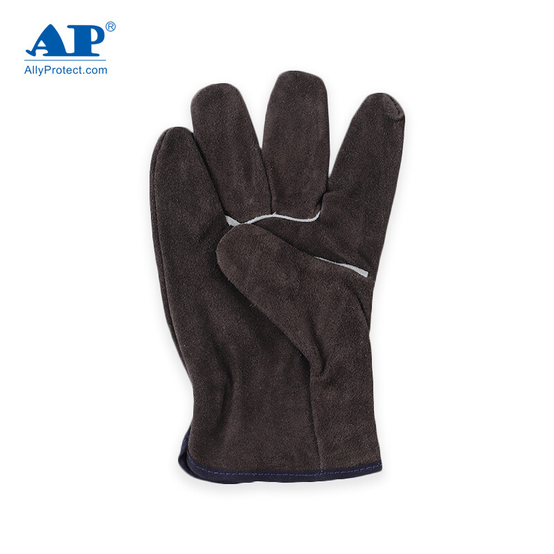 友盟AP-1301炭啡色牛二層皮勞保手套