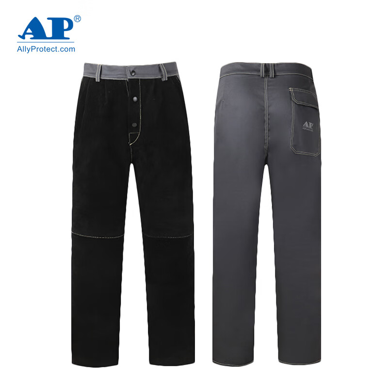 友盟AP-4550灰色阻燃布配黑色牛皮阻燃工作服褲子