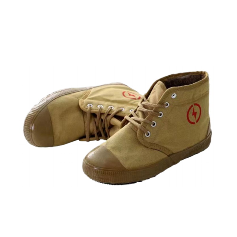 金步安布面膠底絕緣安全棉鞋10KV黃色高幫款