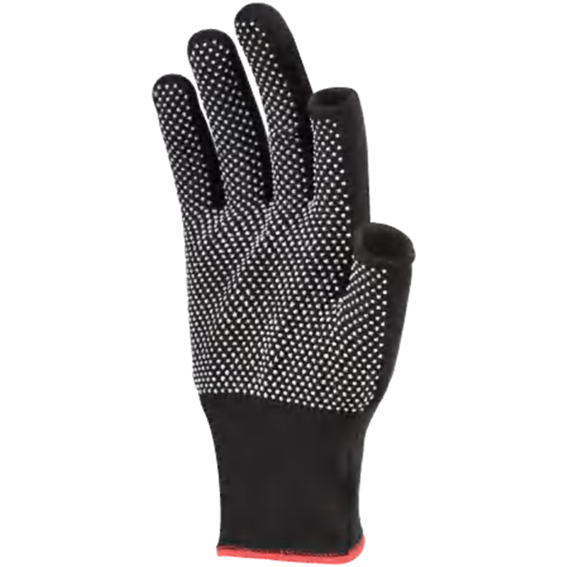 好員工D1305黑色半指滌綸點塑手套