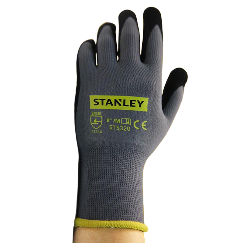 STANLEY史丹利ST5320灰色丁腈磨砂涂掌防滑耐磨勞保手套