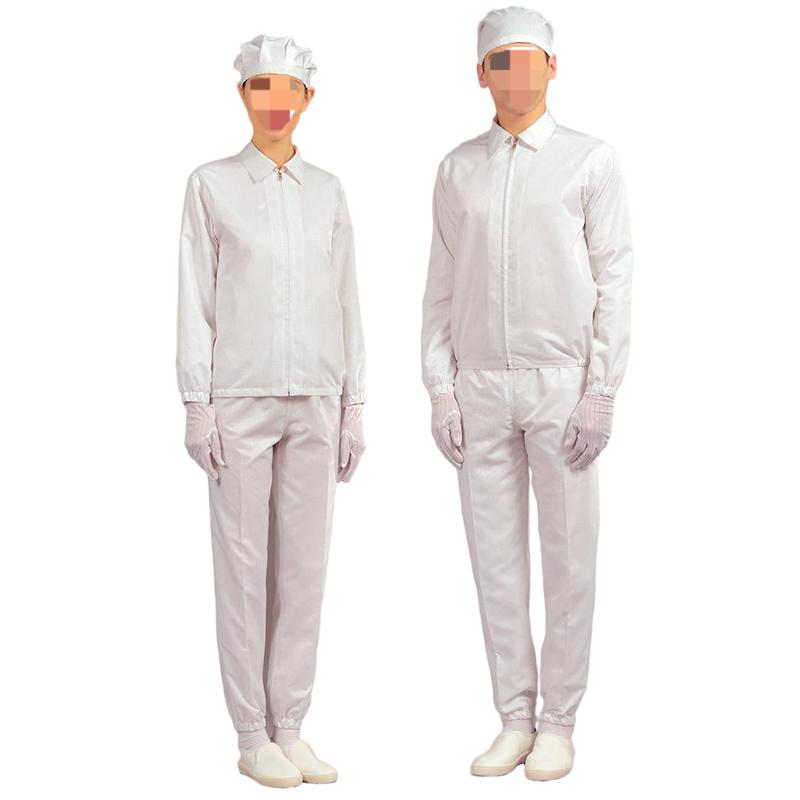 嘉柏利通F-2211白色翻領拉鏈式分體潔凈服