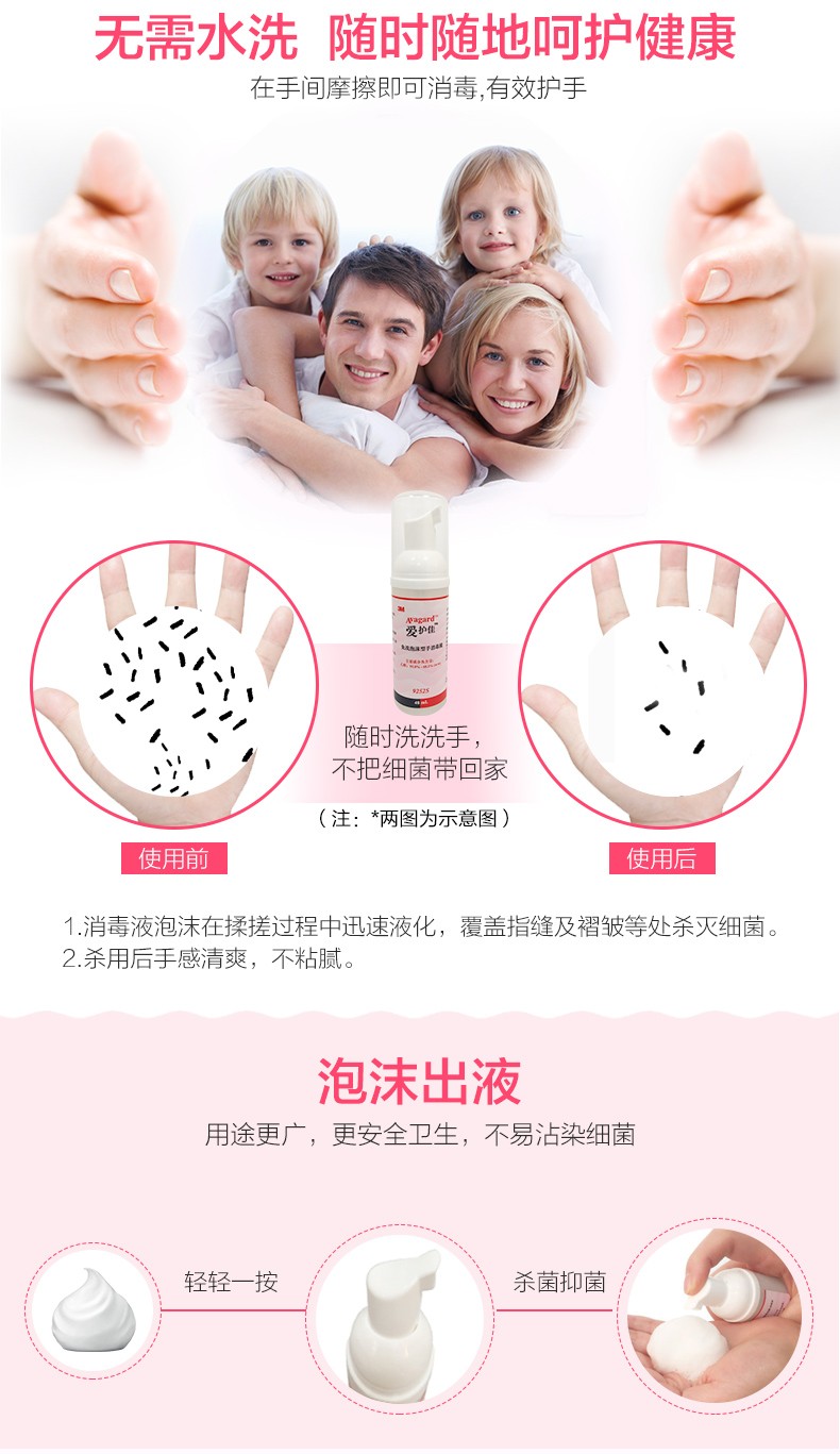 3MM愛護佳9252S免洗泡沫消毒殺菌洗手液圖片5