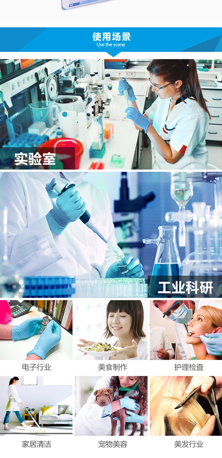 麥迪康1136B藍色無粉加強型一次性丁腈手套S圖片3