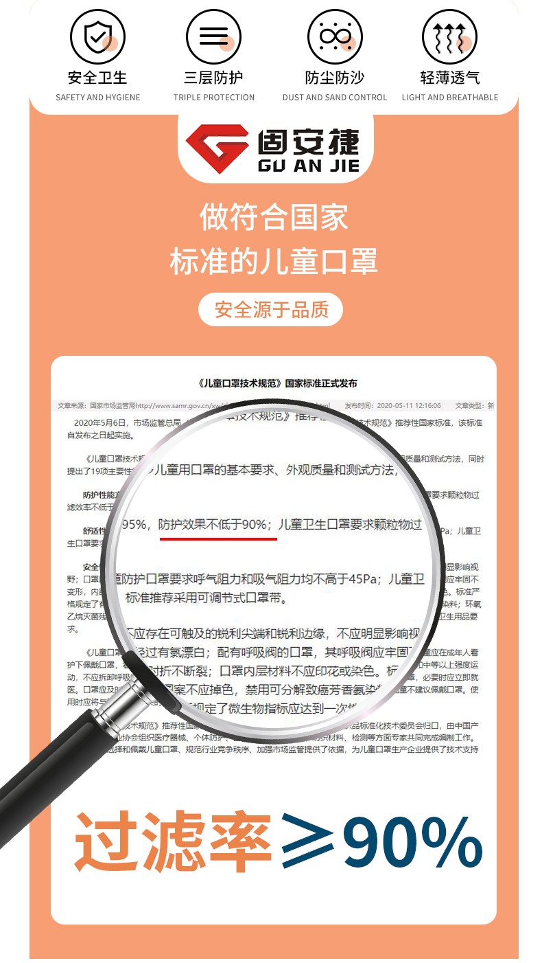 固安捷一次性兒童口罩圖片3
