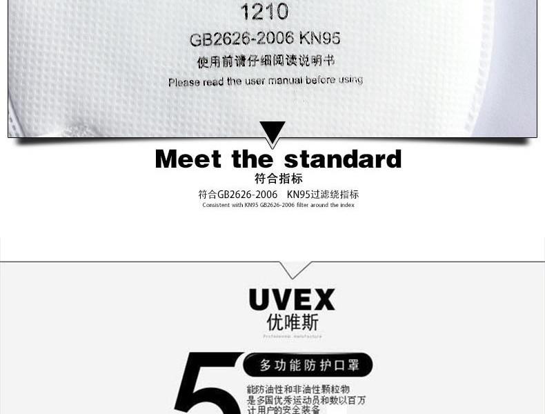 UVEX優(yōu)唯斯8721210折疊式帶閥KN95防塵口罩圖片10