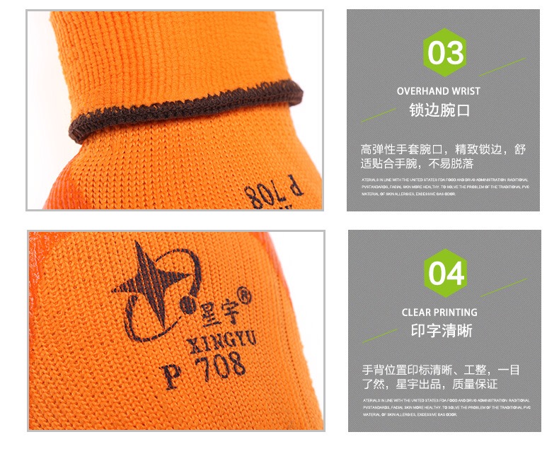 星宇P708尼龍PVC半浸勞保手套圖片2
