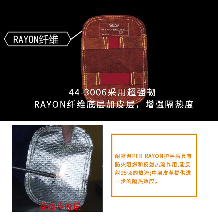 威特仕44-3006焊工手套反射鋁護手盾圖4