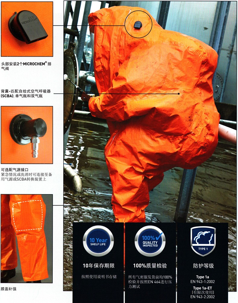 微護(hù)佳MC6000OR60-TA99-812-0X-GA1-02A級重型防化服圖片3