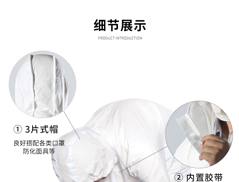 微護(hù)佳MG2000WH20-B-99-157-02白色標(biāo)準(zhǔn)型有帽連體防護(hù)服圖片6